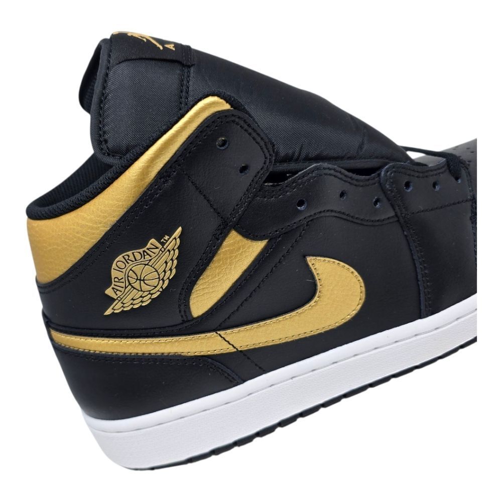 Nike Air Jordan 1 Mid Black Metallic Gold White DQ8426-071 Men's Size 12 - Picture 7 of 10